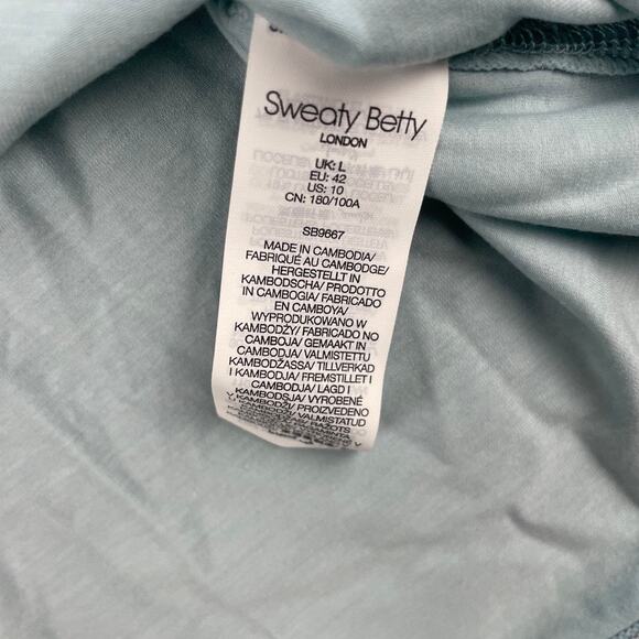 Sweaty Betty Women's Large Green Polyester Lyocell Elastane Short Sleeve Shirt - Picture 6 of 11